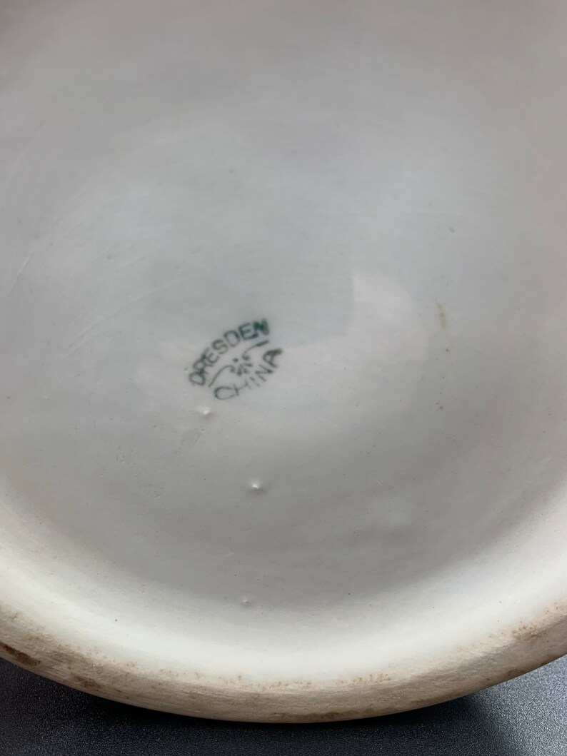 Antique Dresden Potter China Pitcher with Dogwood Blooms