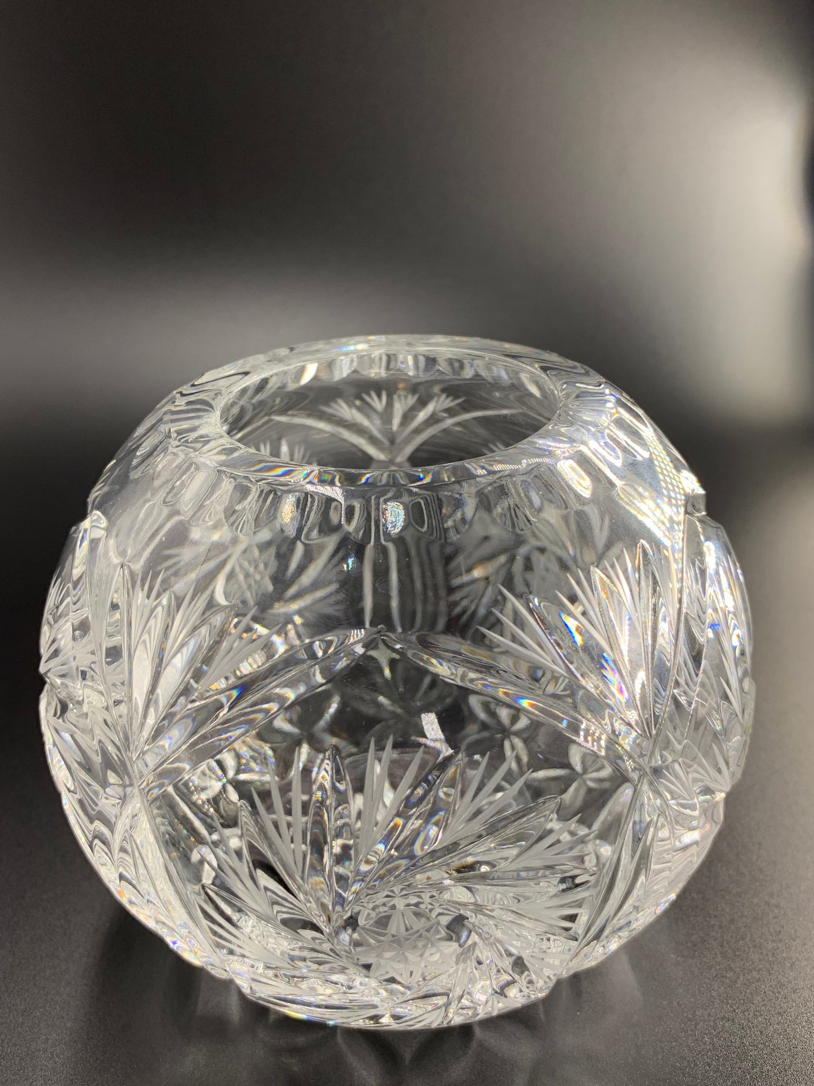 Vintage Large European Lead Crystal Rose Bowl Vase Etsy