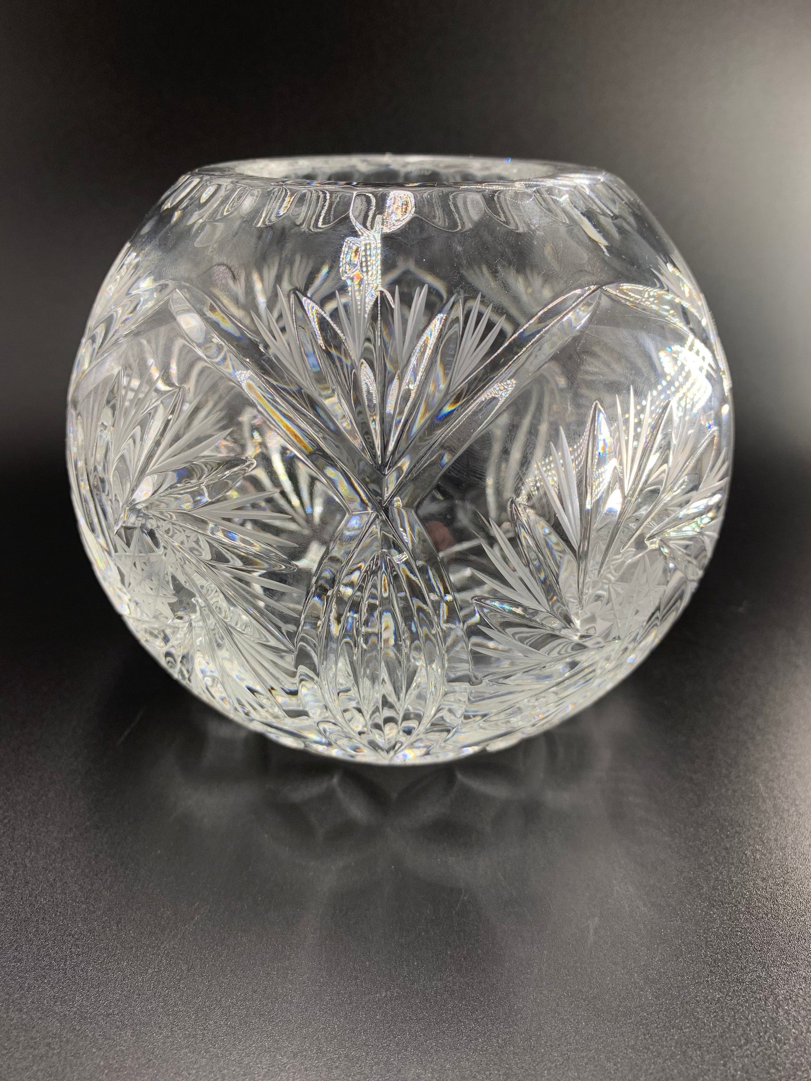 Vintage Large European Lead Crystal Rose Bowl Vase Etsy
