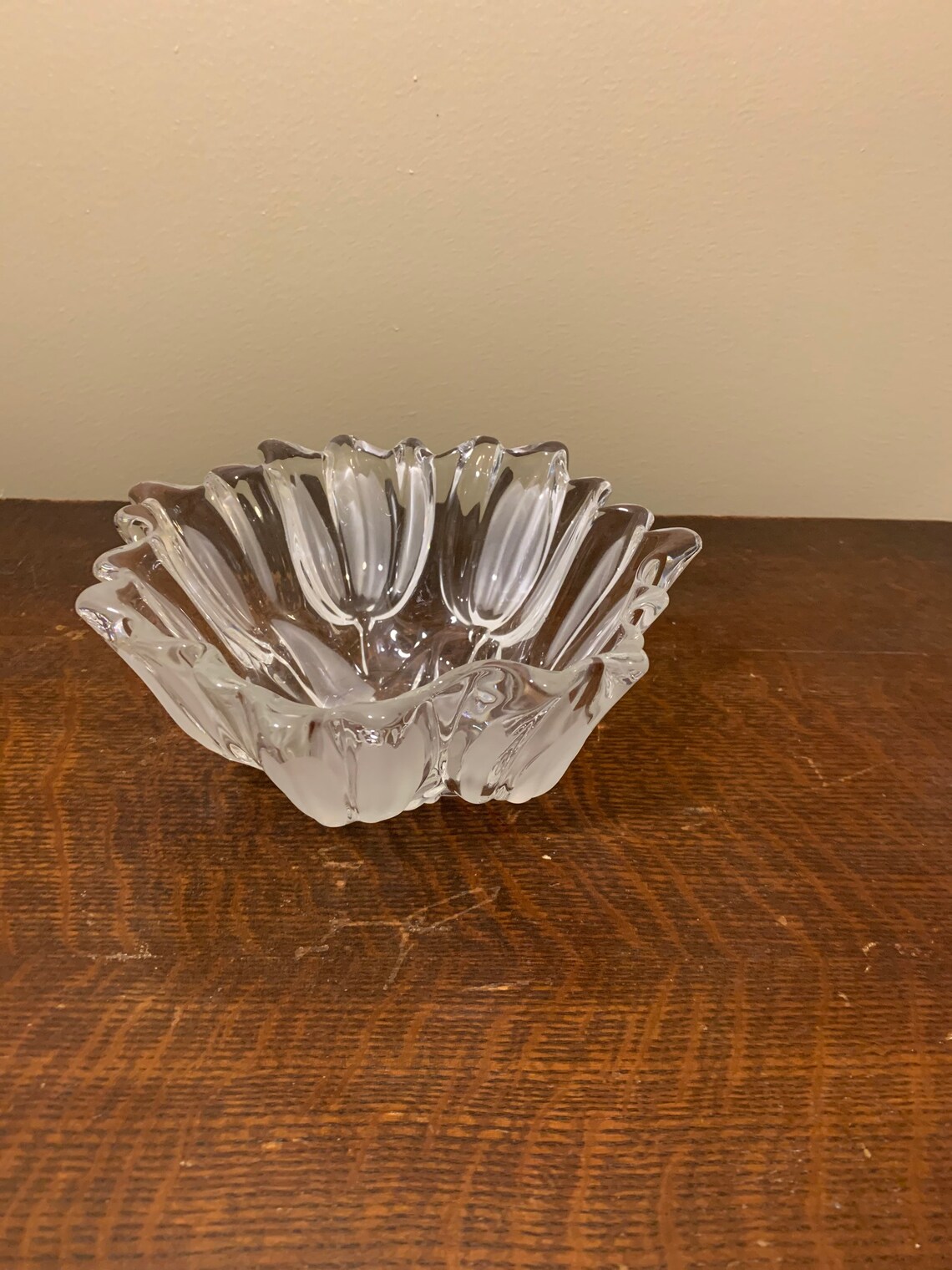 Mikasa Lead Crystal Satin Tulip Germany 7 Ruffled Edge Bowl Etsy