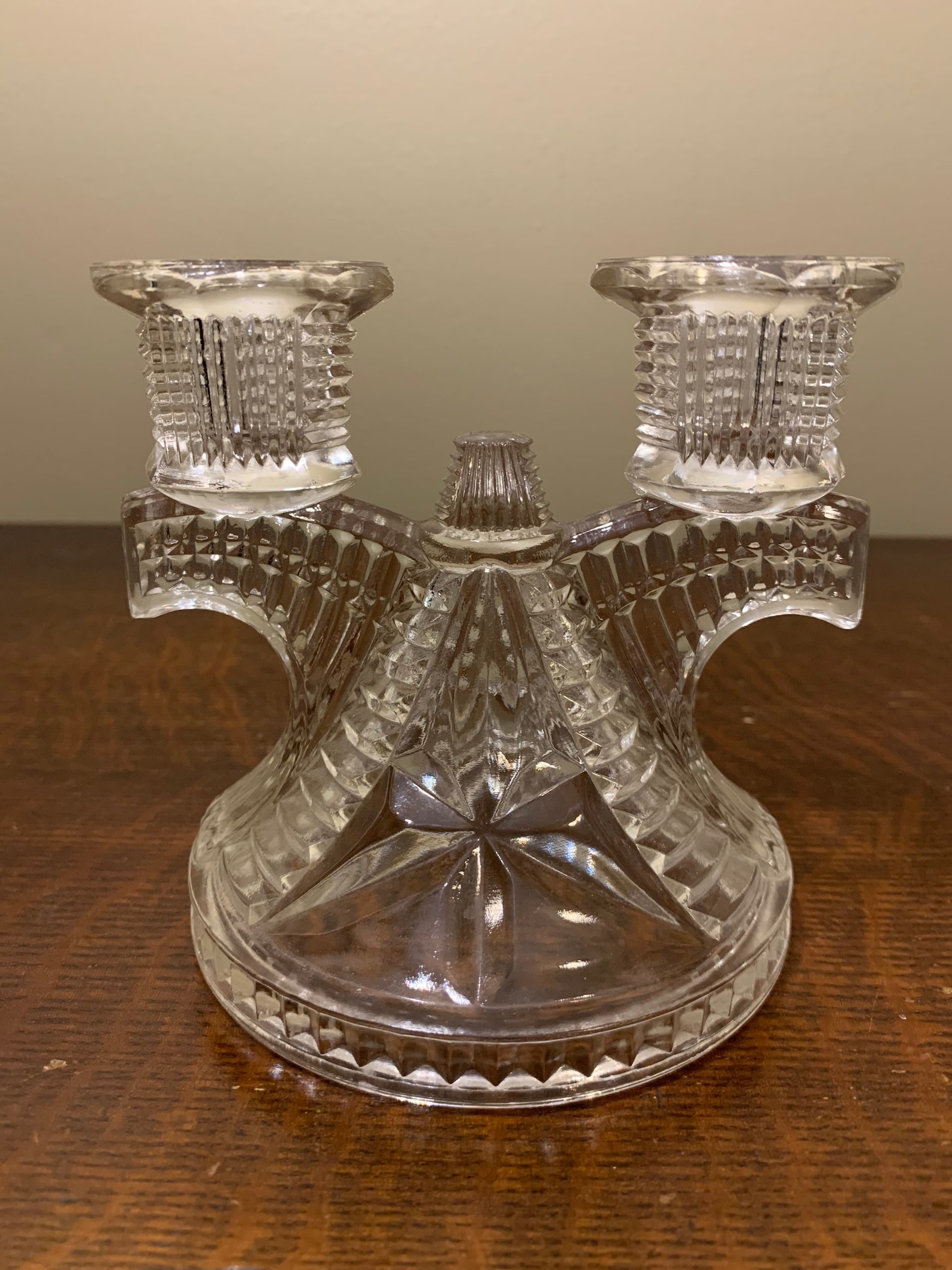 Vintage Anchor Hocking Prescut Dual Arm Taper Candle Holders Stars