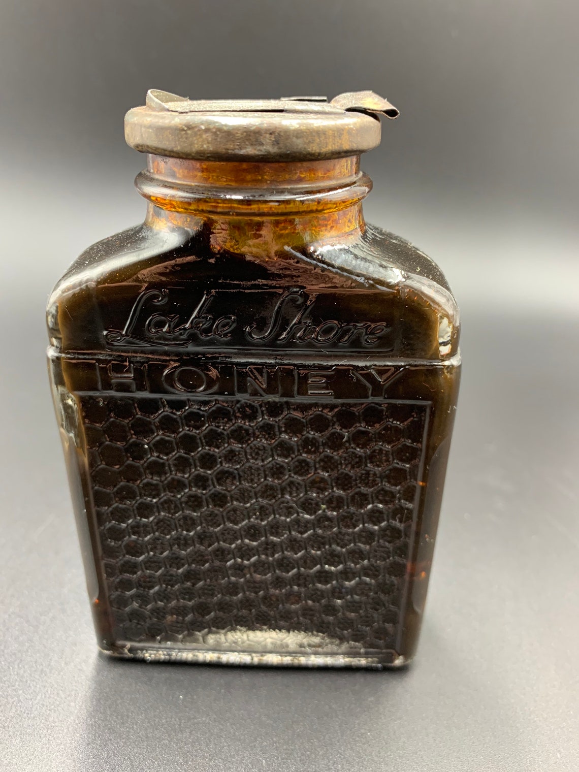 Antique Lakeshore Honey Jar in Brown Glass made in Etsy