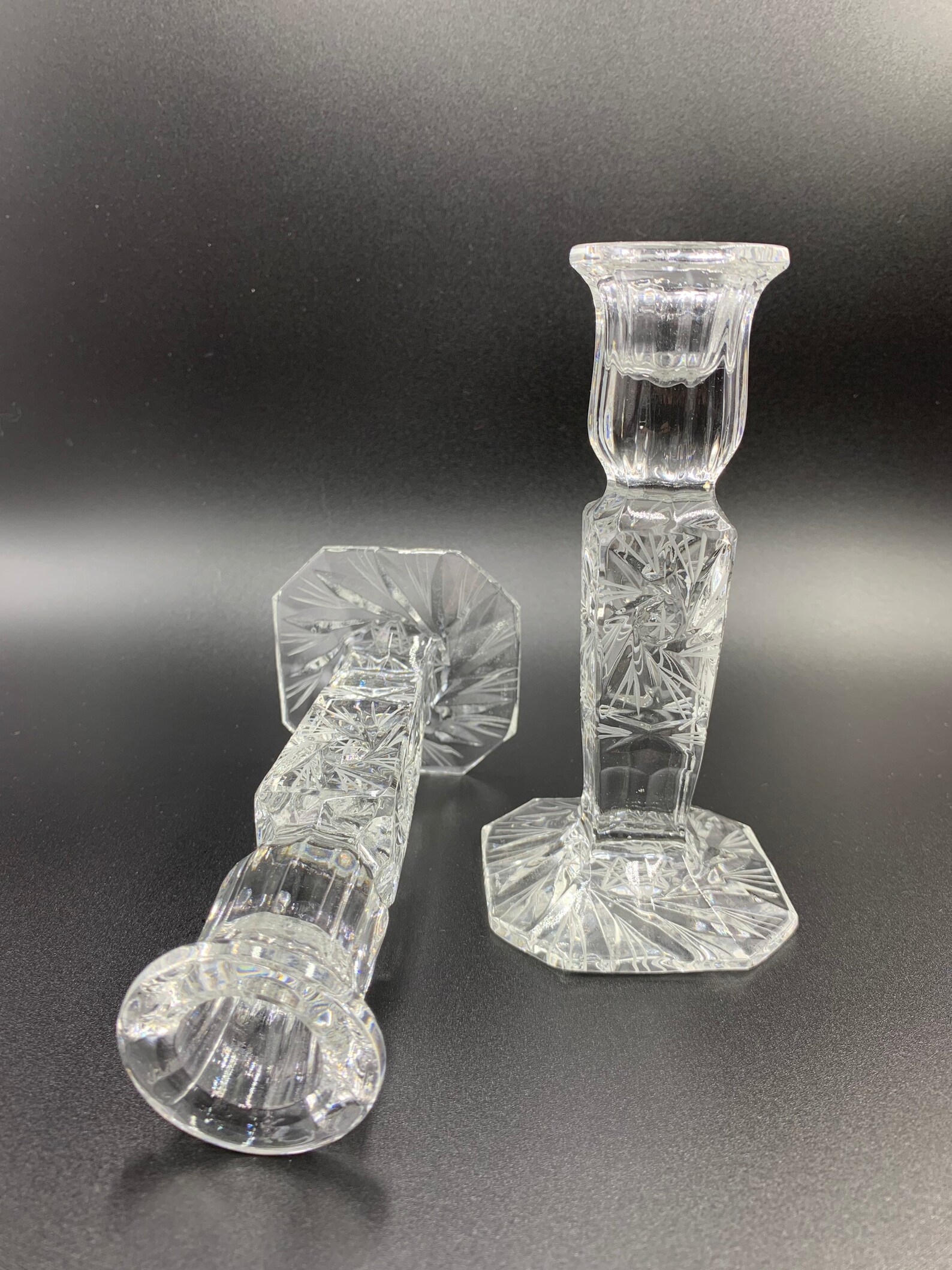 Vintage Violetta Hand Cut 24 Lead Crystal Candle Stick Holder Etsy