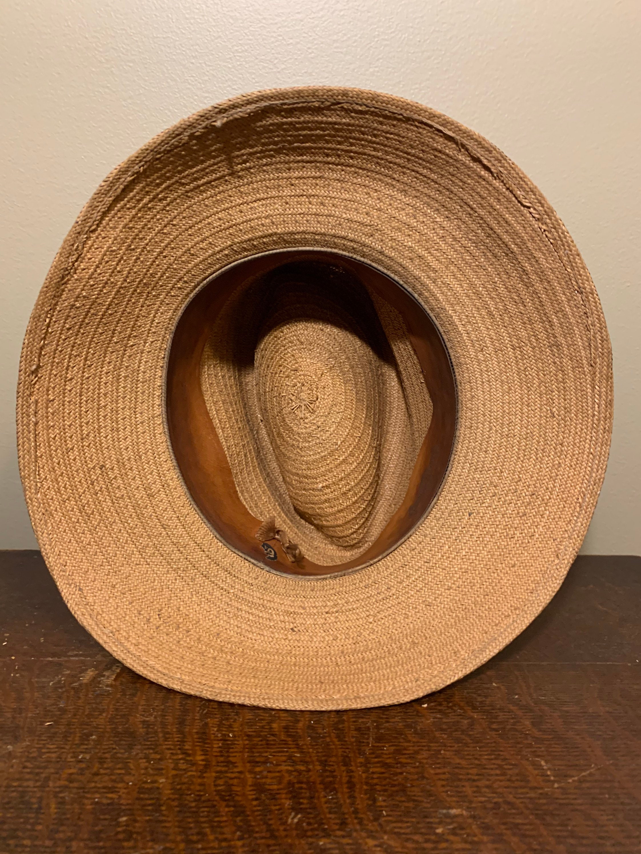 Vintage Leghorn Straw Fedora Hat Genuine Italy W Hat Band Size 6 5/8 Beige Tan The Fedora Hat – The Native Hat Co main image 3