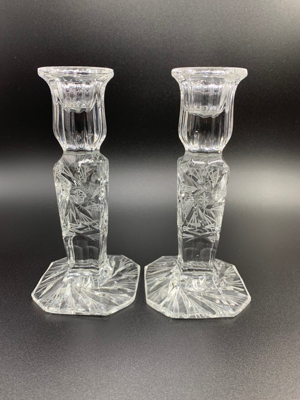 Vintage Violetta Hand Cut 24 Lead Crystal Candle Stick Holder Etsy