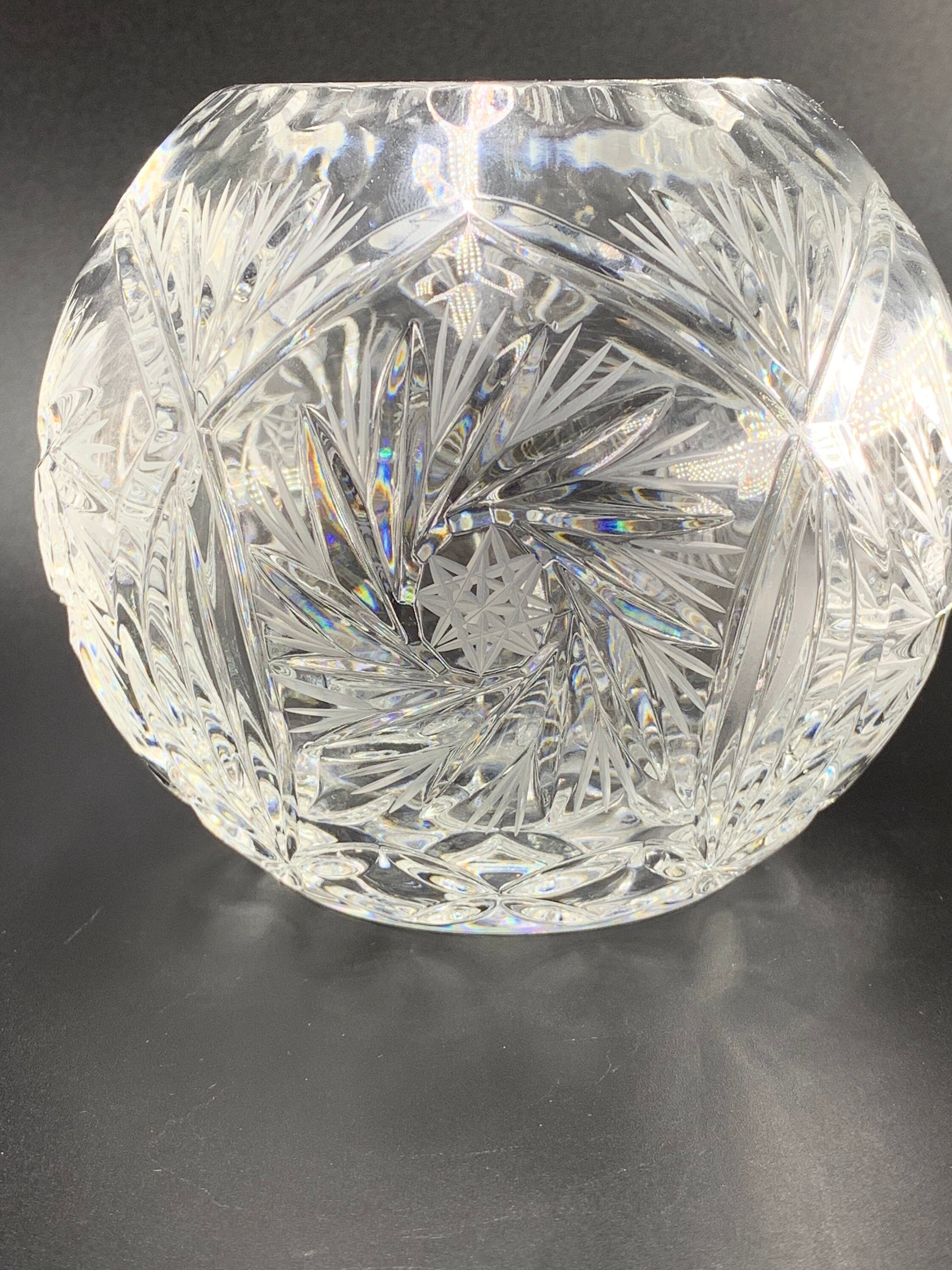 Vintage Large European Lead Crystal Rose Bowl Vase Etsy