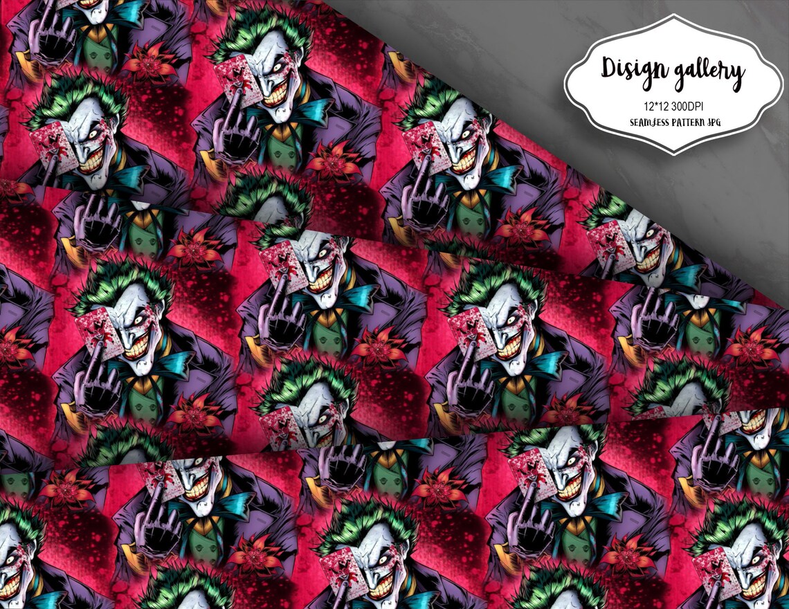 Joker Digital Papers Seamless Patterns Etsy
