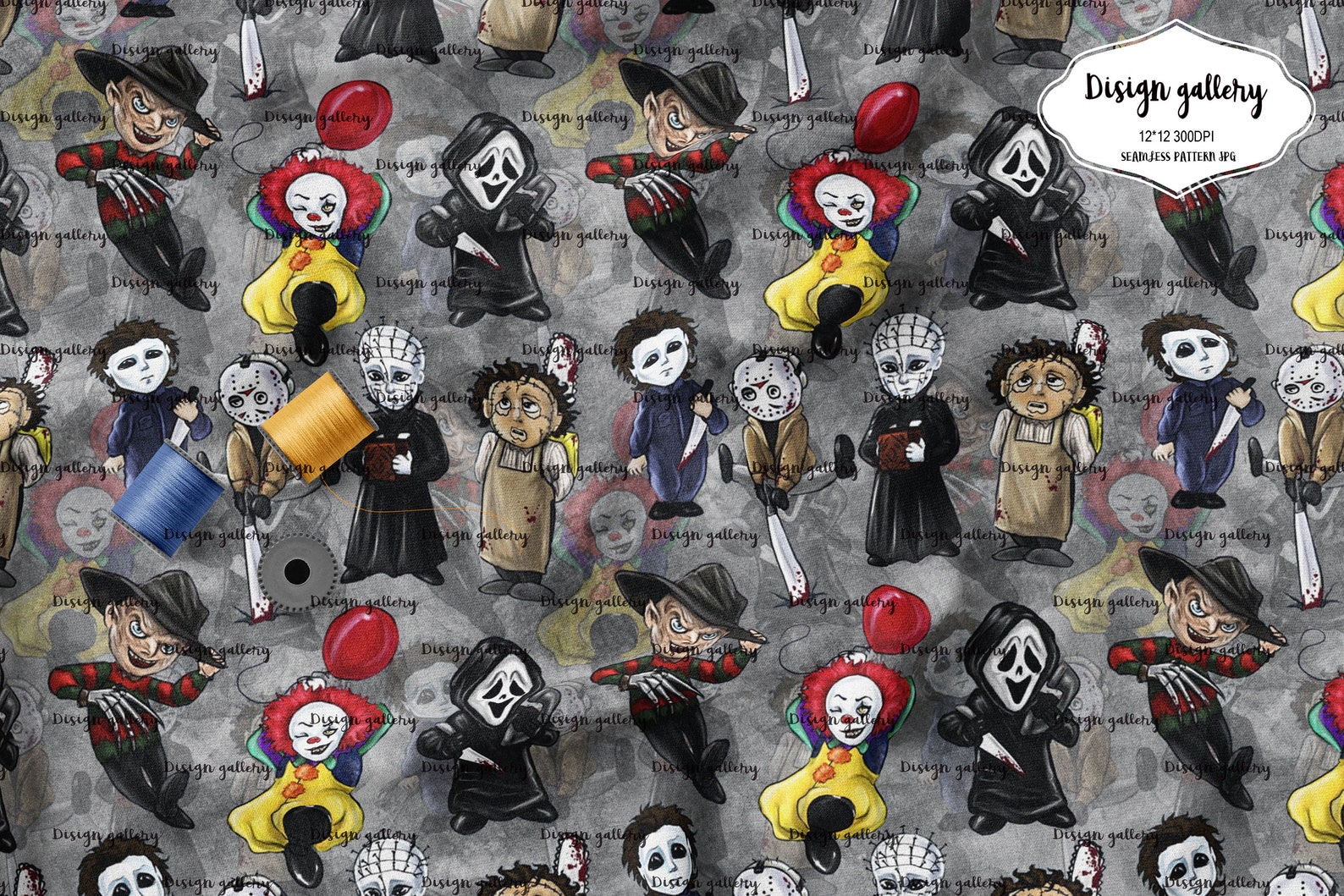 Horror Digital paper seamless patterns | Etsy