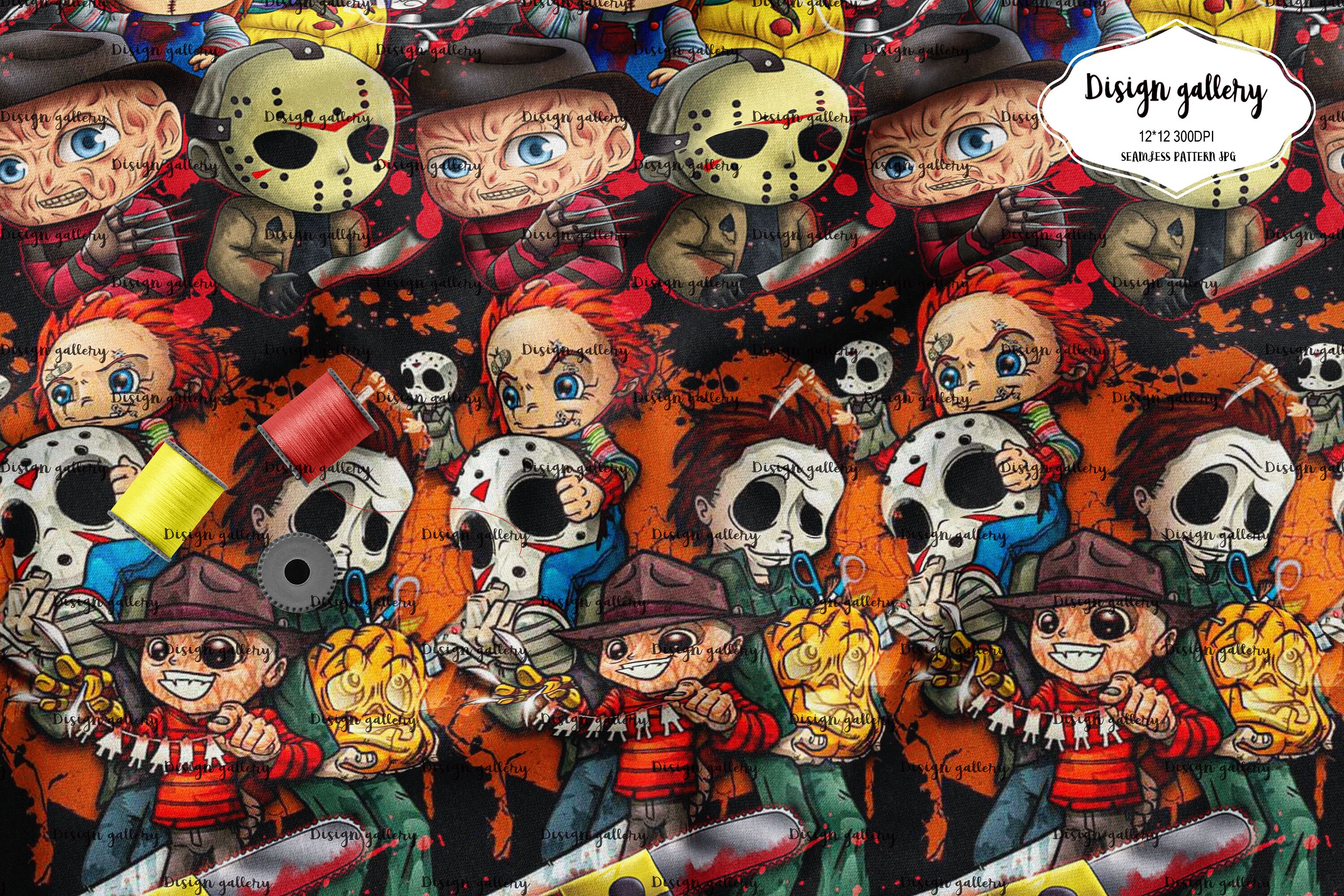 Horror Digital seamless patterns Etsy