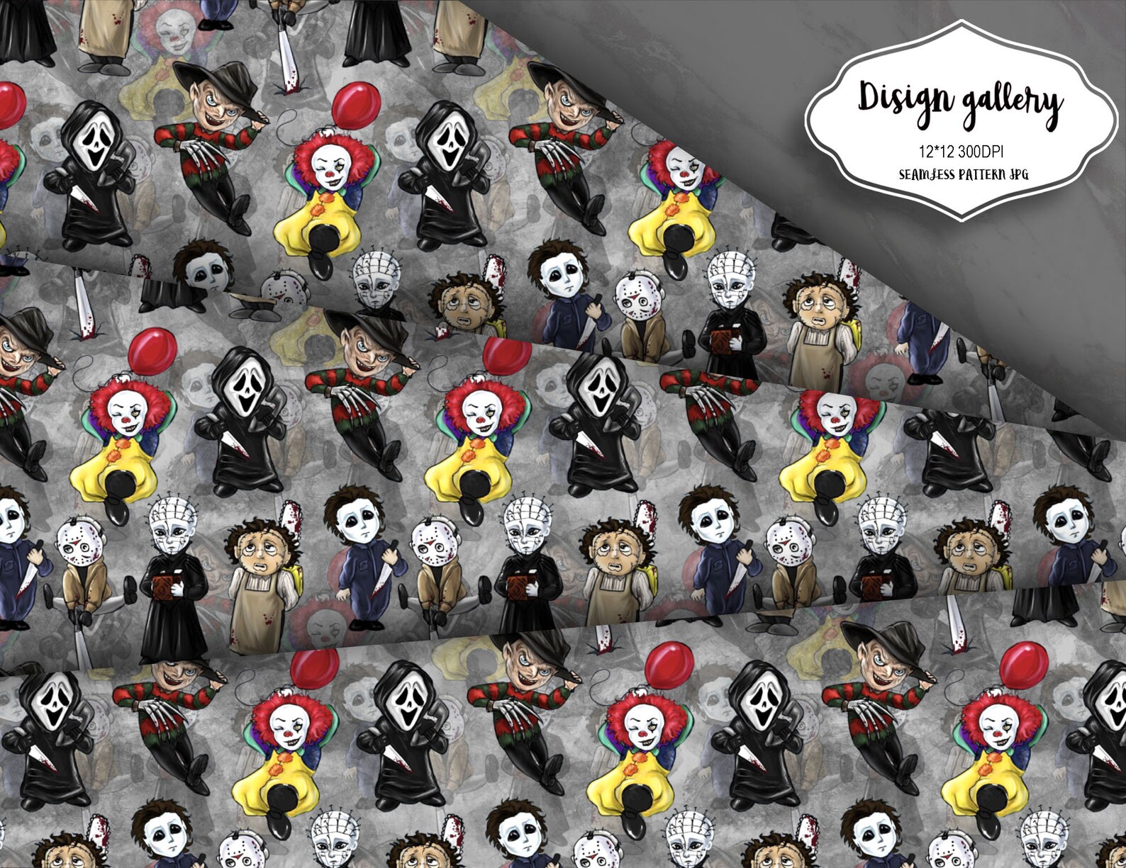 Horror Digital paper seamless patterns | Etsy