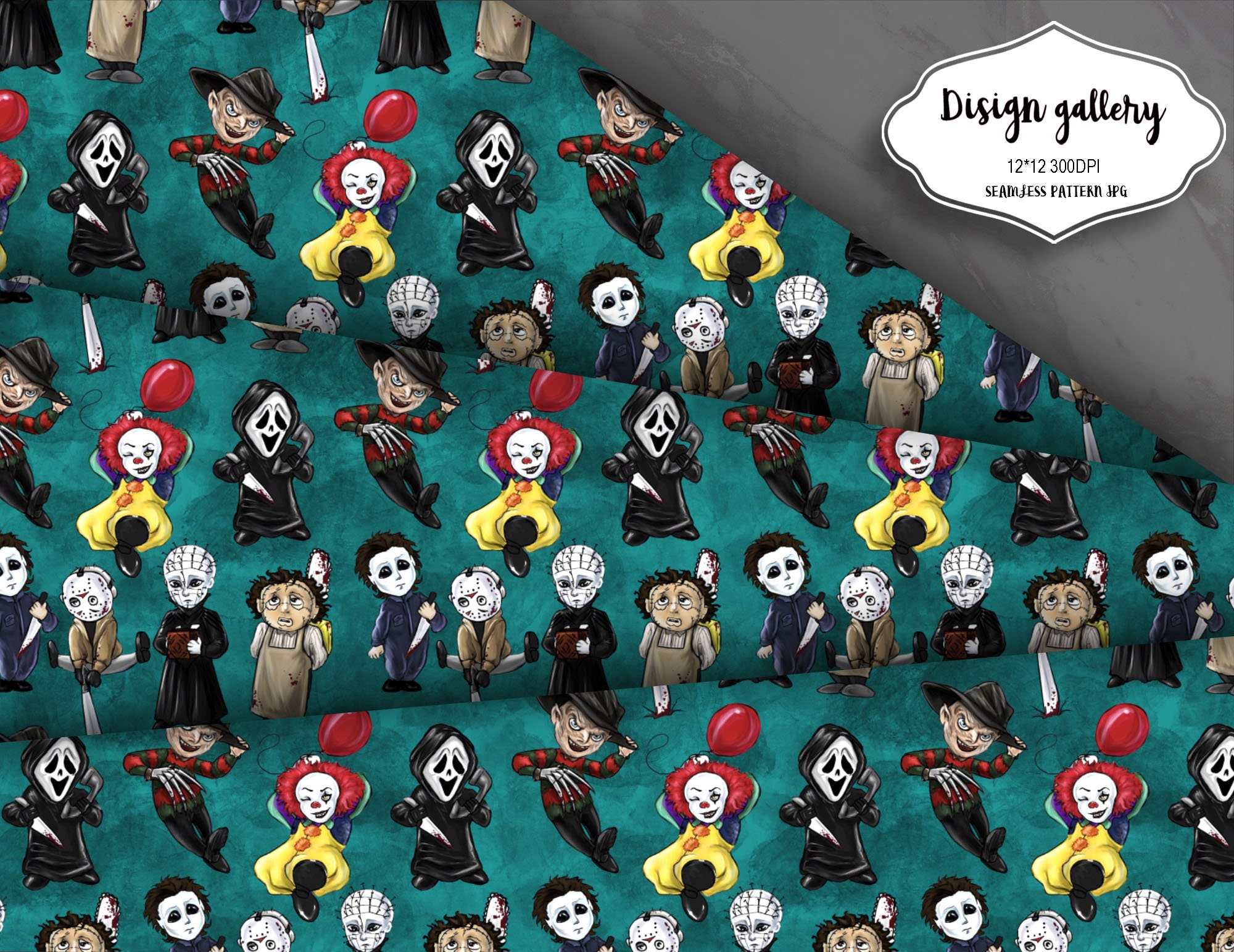 Horror Digital paper seamless patterns | Etsy