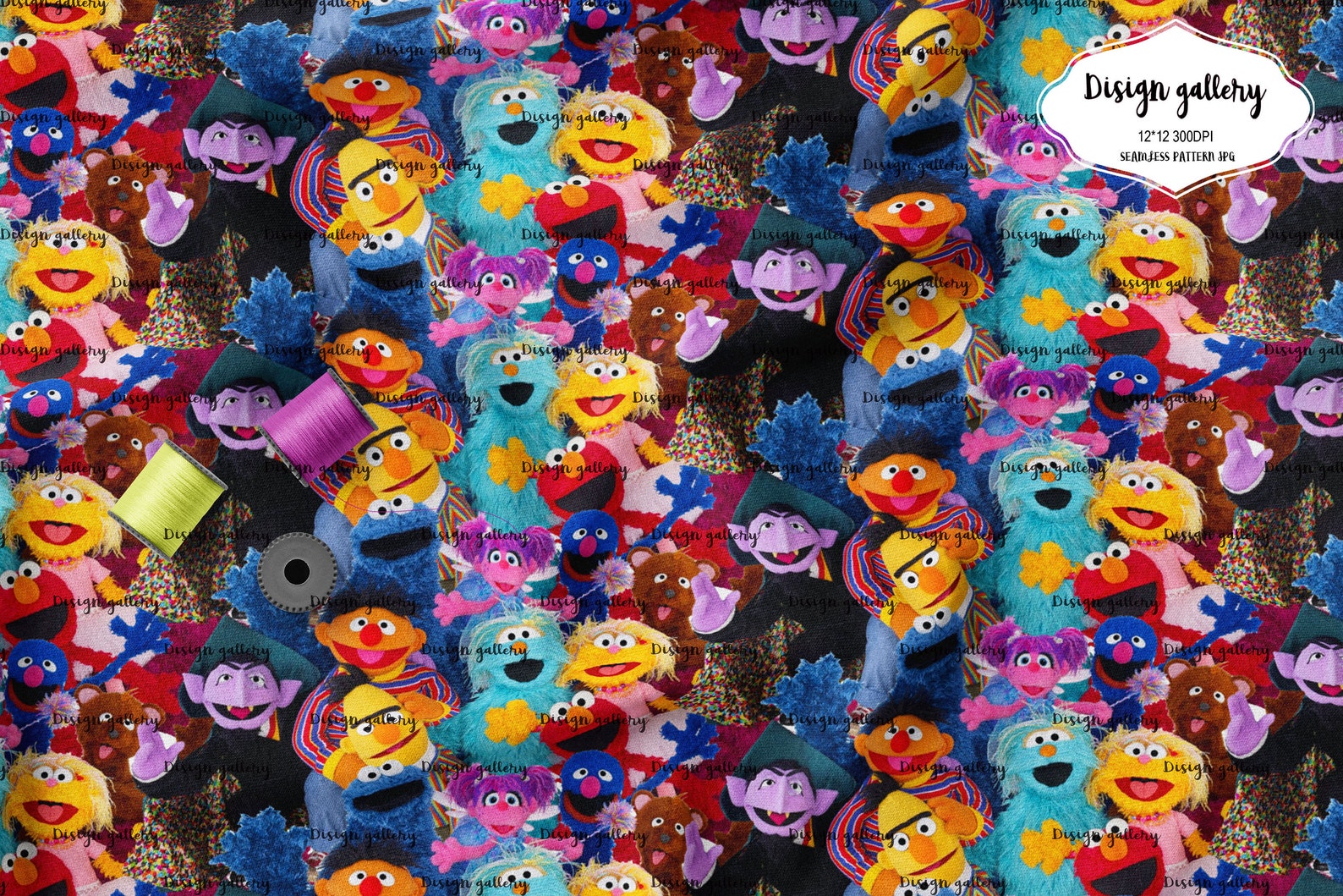Sesame street Digital papers seamless patterns Etsy