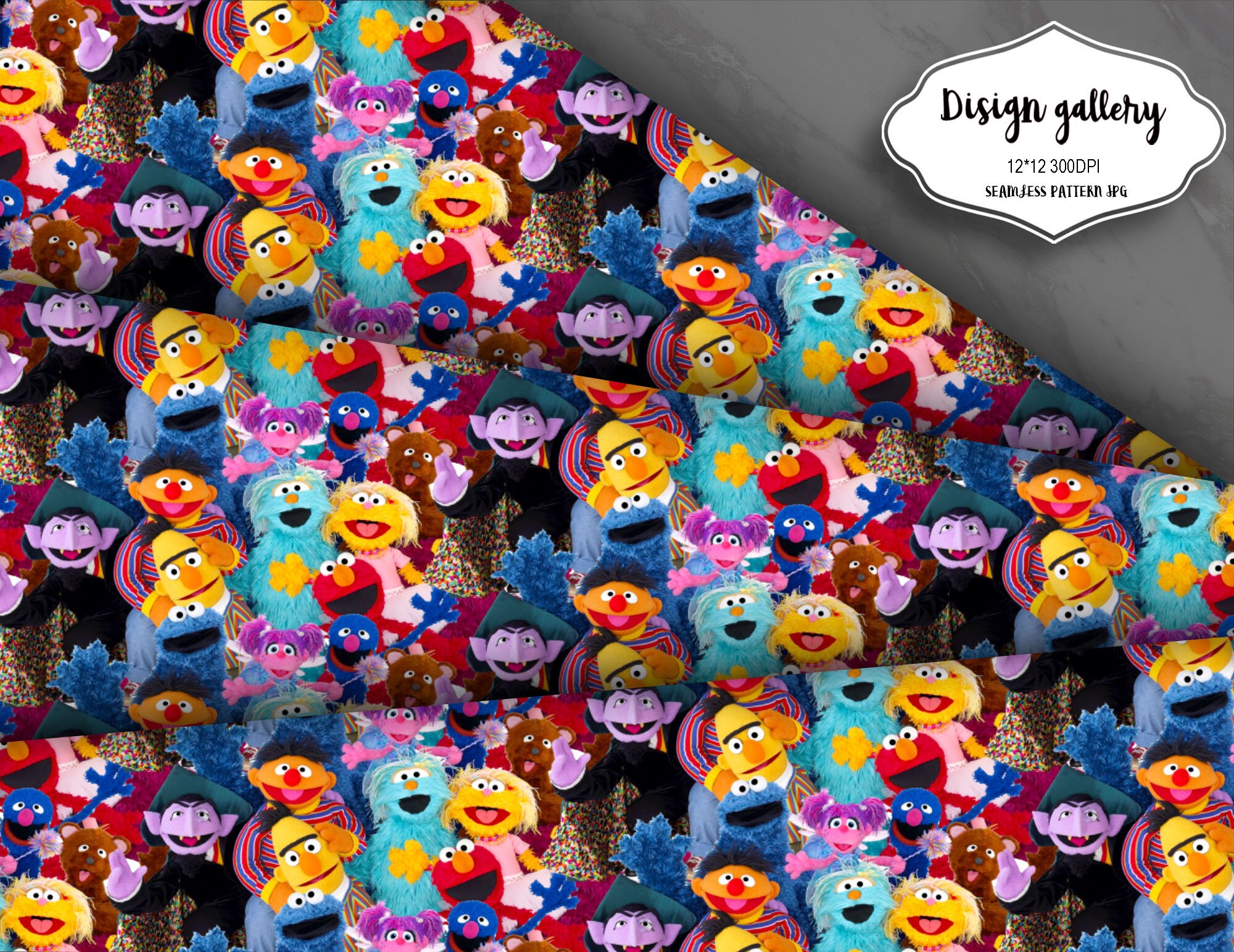 Sesame street Digital papers seamless patterns Etsy