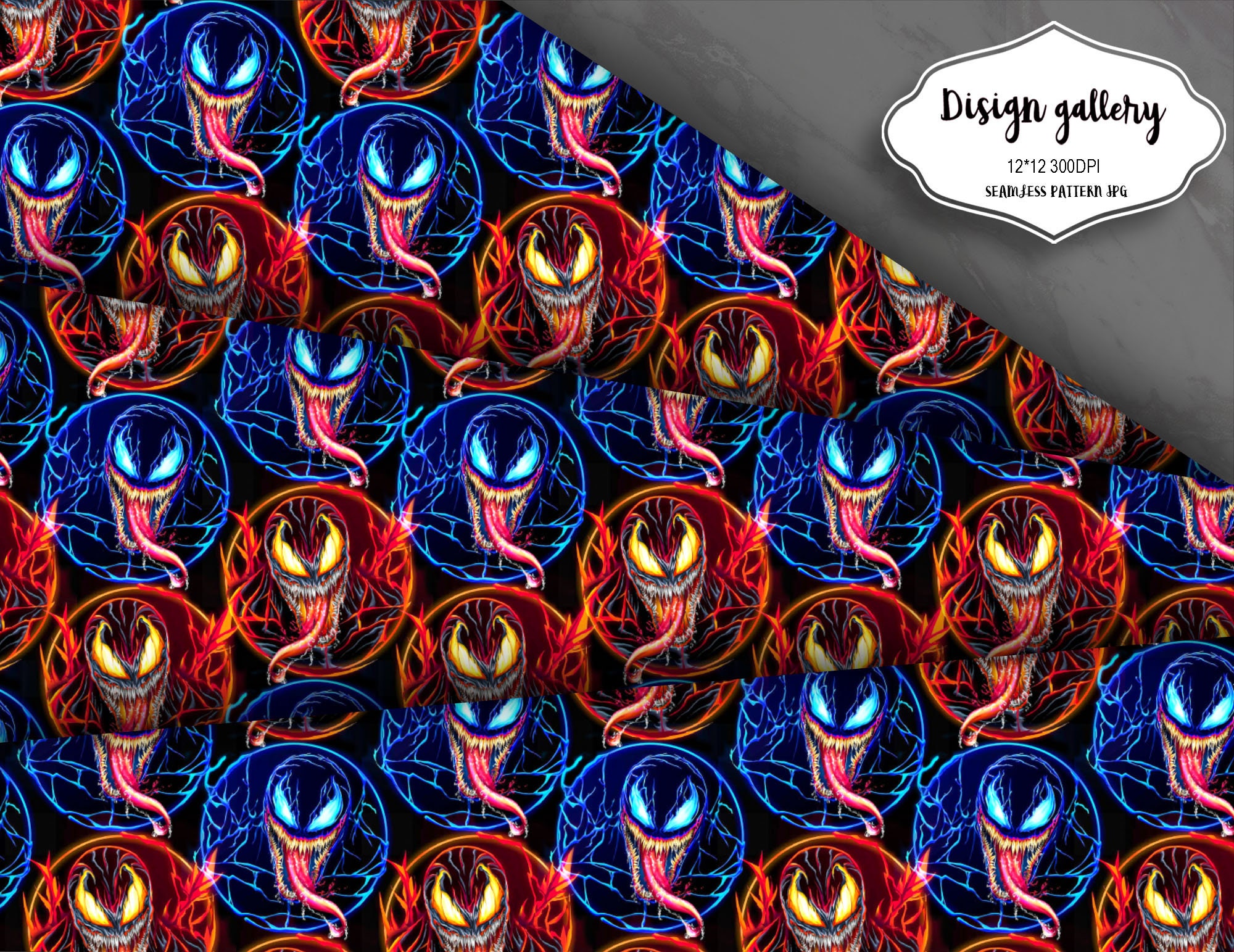 Horror Cartoon Digital Papers Seamless Patterns | Etsy