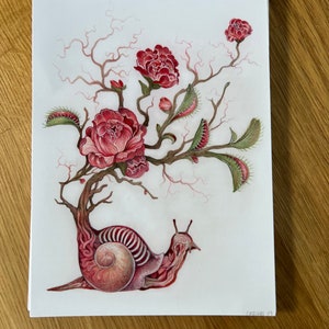 Impression de carte postale escargot 5 x 7 pouces