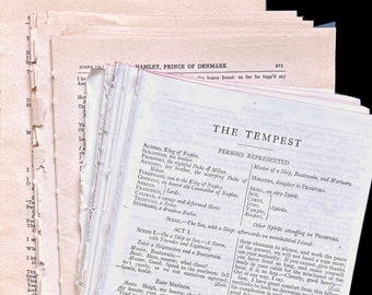 Vintage Shakespeare Book Pages: Sonnets & Plays Ephemera for Collage