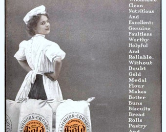 Gold Medal Flour Ad, Food Ad, Vintage Magazine Ad, Vintage Advertising Print