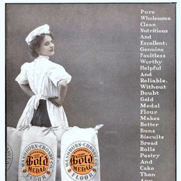 Goldmedaille Mehl Ad, Food Ad, Vintage Magazin Ad, Vintage Werbedruck