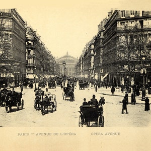 Vintage Paris Opera Avenue Lithograph, Architectural Art Print, French Photography Decor