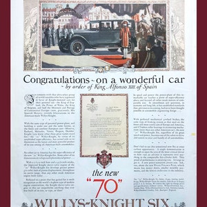 1926 Willys Knight Car Ad: Vintage Automobile Print