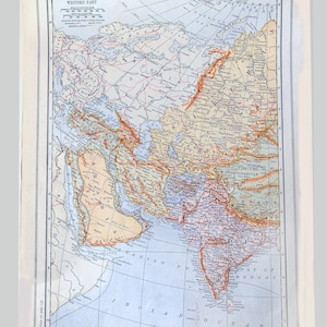 1917 Vintage Asia Map: India, Turkey, Russia, Arabia, Persia - Historical Delhi Artwork Print