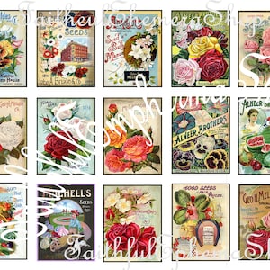 Pacotes de sementes de jardim digitais vintage para scrapbooking e diários