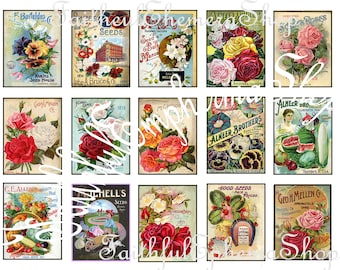 Vintage Digital Garden Seed Packets for Scrapbooking and Journals