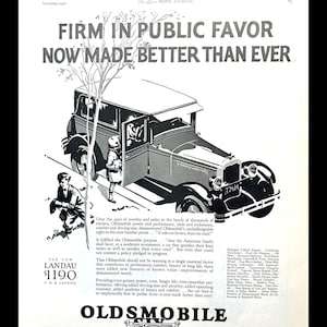 Arte de parede de carro clássico Oldsmobile de 26”, anúncio de revista vintage, presente para amantes de carros