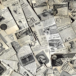 Vintage Advertising Ephemera 25 Pack with Magazine and Makeup Ads