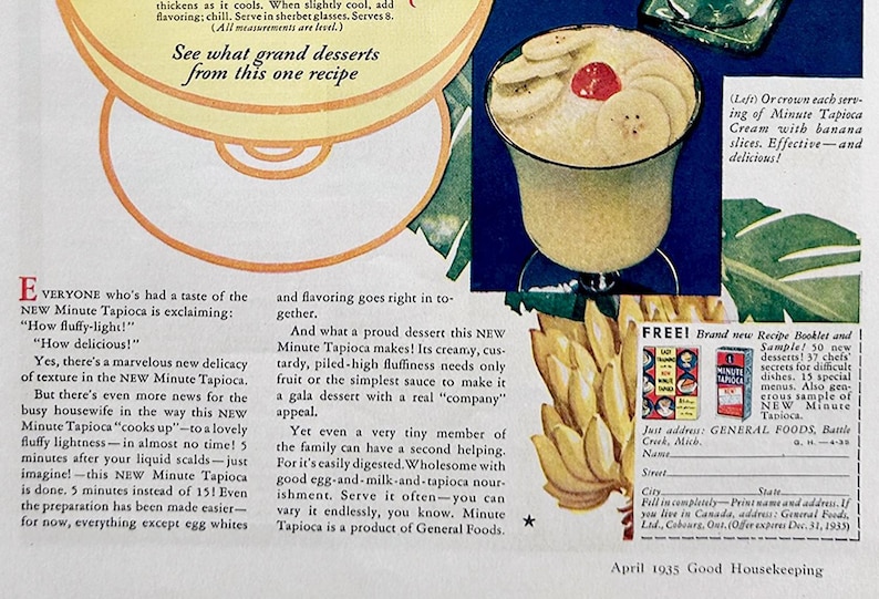 Vintage 1935 Tapioca Pudding Ad - Etsy