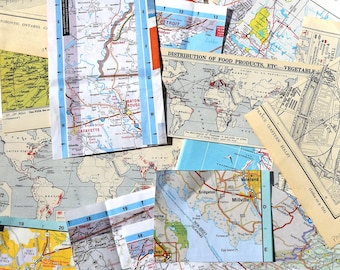 Vintage World Map Scrap Pack for Journals, Crafts, and Ephemera Projects