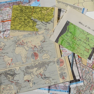 Vintage World Map Scrap Pack for Journals, Crafts, and Ephemera Projects