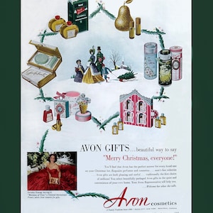 1950s Avon Ad, Vintage Magazine Perfume Advertising, Hair Salon Decor