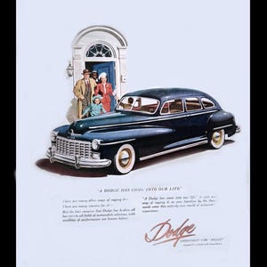 1947 Dodge Classic Car Vintage Magazine Ad - Automotive Wall Art, Antique Automobile Ephemera Print
