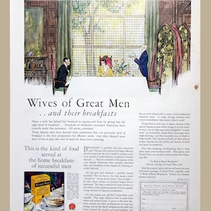 Anuncio impreso vintage de 1926 de cereales para el desayuno GRAPE-NUTS, decoración artística de cocina, años 20