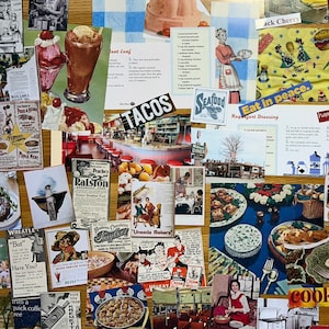 Unique Vintage Food Art Ephemera for Junk Journals, Collages, Scrapbooking plus Kitchen Cooking Magazine Ads