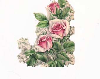 Rose Die Cut, Floral Die Cut from Vintage Card, Die Cuts Floral,