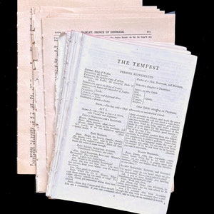 Vintage William Shakespeare Book Pages - Classic Literature Ephemera for Art and Journals