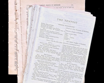 Vintage William Shakespeare Book Pages - Classic Literature Ephemera for Art and Journals