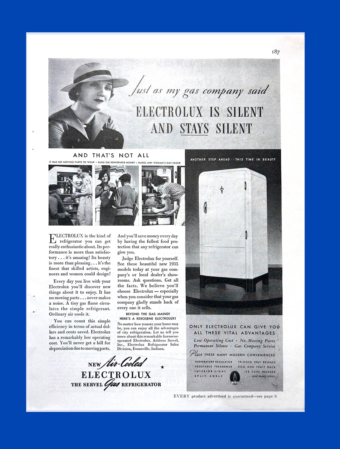 1935 Electrolux Refrigerator, Vintage Magazine Ad, Vintage Advertising ...