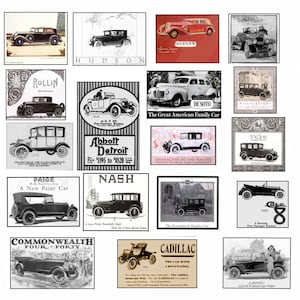 Unieke digitale vintage auto-advertenties voor directe download