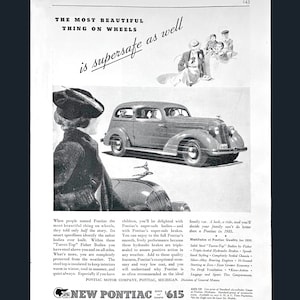Car Lover Gift, 35" Pontiac Ad, Mechanic Gift, Car Ad, Vintage Advertising Print, Magazine Ads