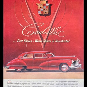 Vintage 1946 Cadillac Magazine Advertisement - Retro Automotive Wall Art for Home, Bar, Garage Decor