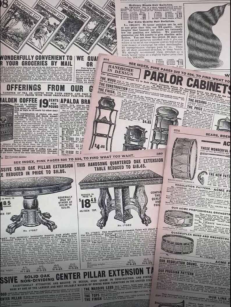 Vintage Sears Catalog Pages, Sears Roebuck 10 Random Pages, Vintage Antique Black and White Ephemera Pack Vintage Sears Catalog image 4