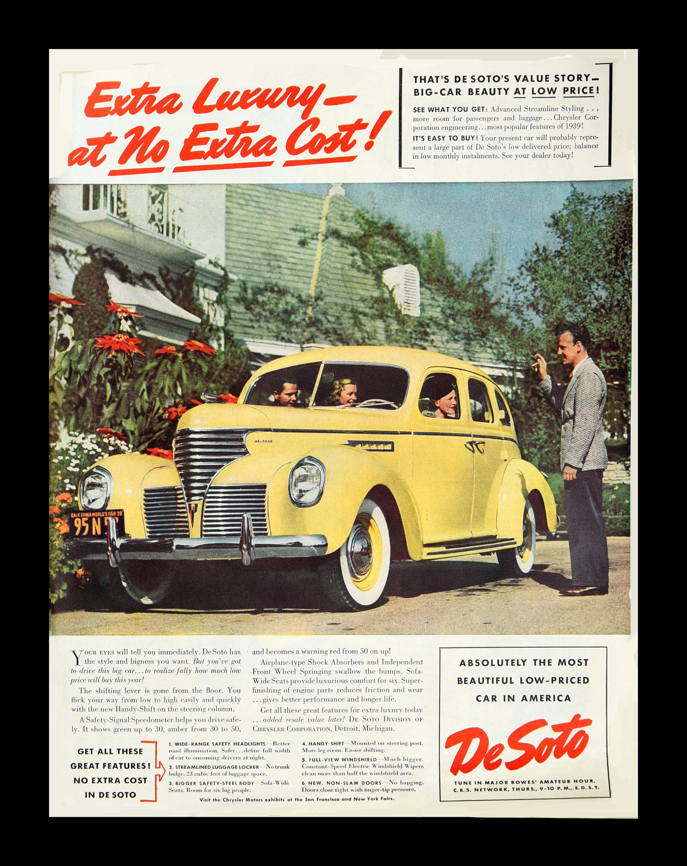 1940 Desoto Car Ad Vintage Magazine Ad Car Advertisement photo