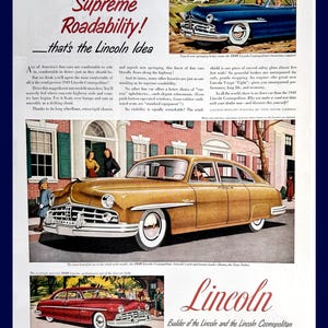 49&#39; Ford Lincoln Magazine Ad, Vintage Car Advertising Print