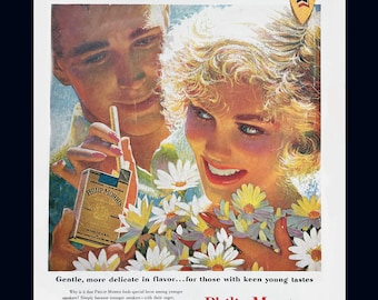 VTG 1955 Philip Morris Cigarettes Ad -Orig Magazine Advertisement, Young Smokers Popular