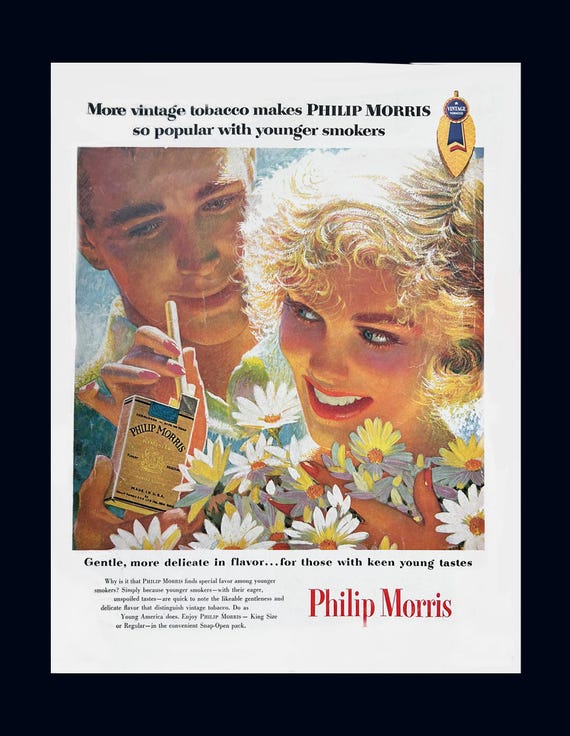 VTG 1955 Philip Morris Cigarettes Ad -Orig Magazine Advertisement, Young Smokers Popular