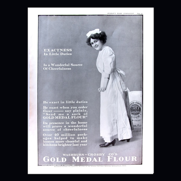 Gold Medal Flour Ad, Lebensmittelanzeige, Vintage-Magazin-Werbung, Vintage-Werbung