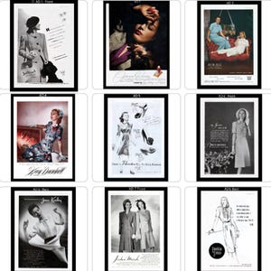 1940s Mademoiselle Magazine Fashion Advertisements: Vintage Dress Prints for Retro Home Decor (Your Choice)